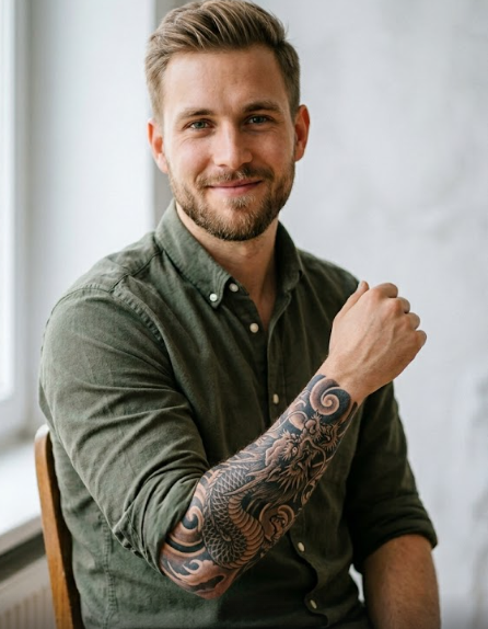 Mann mit Tattoo